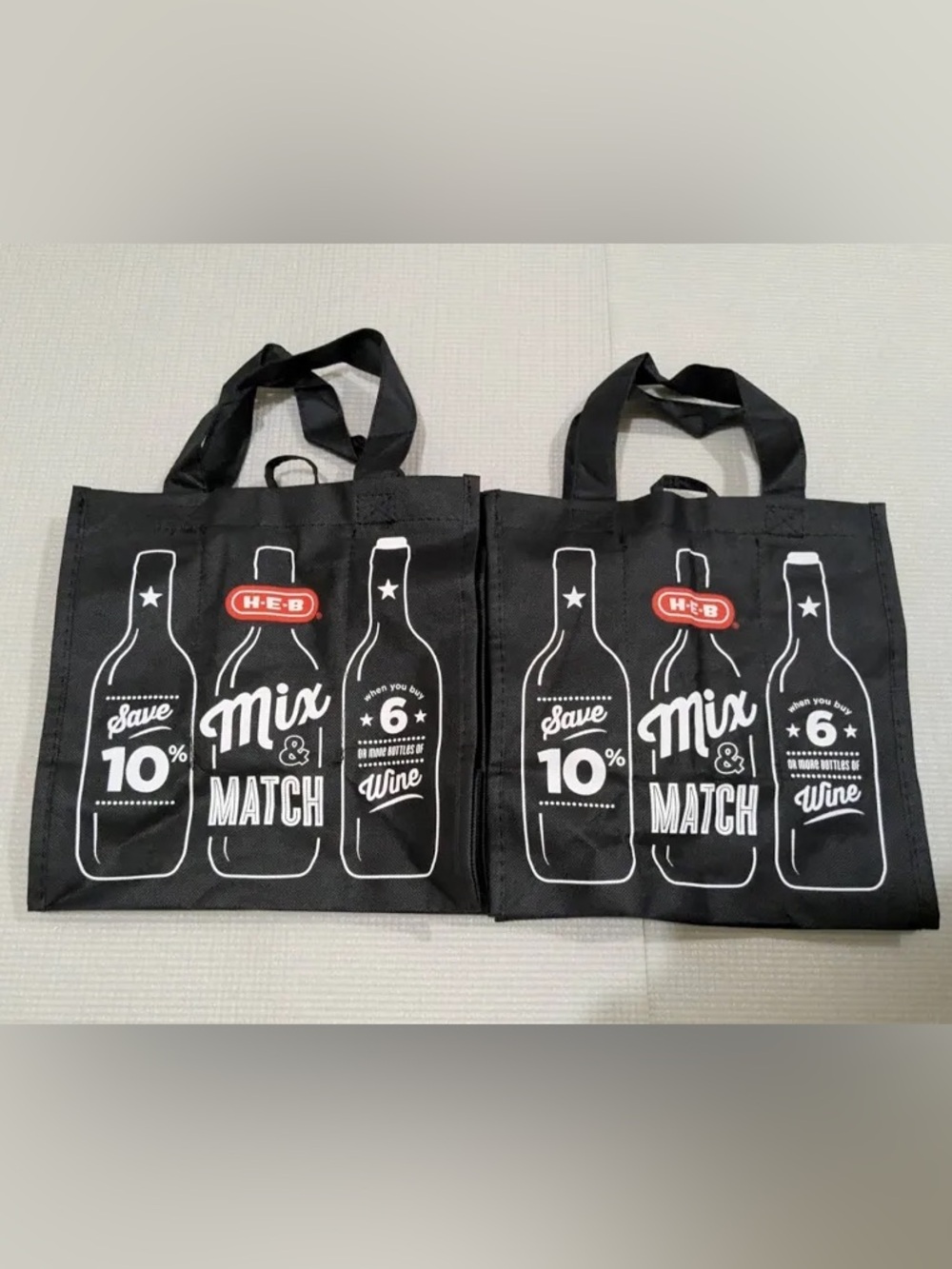 H-E-B Texas Black Mix & Match Wine Tote Bag - Set of 10